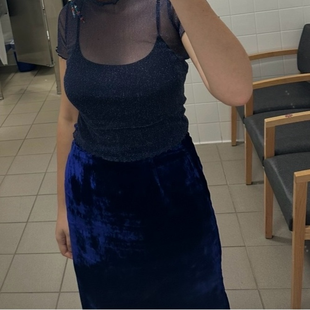 Jewel Queen Royal Blue Velvet Skirt Vintage